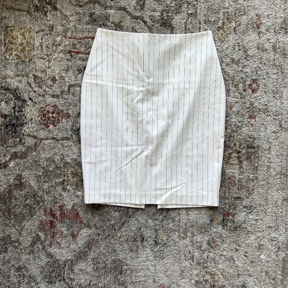 Express White with Black Pinstripe Pencil Skirt (6)